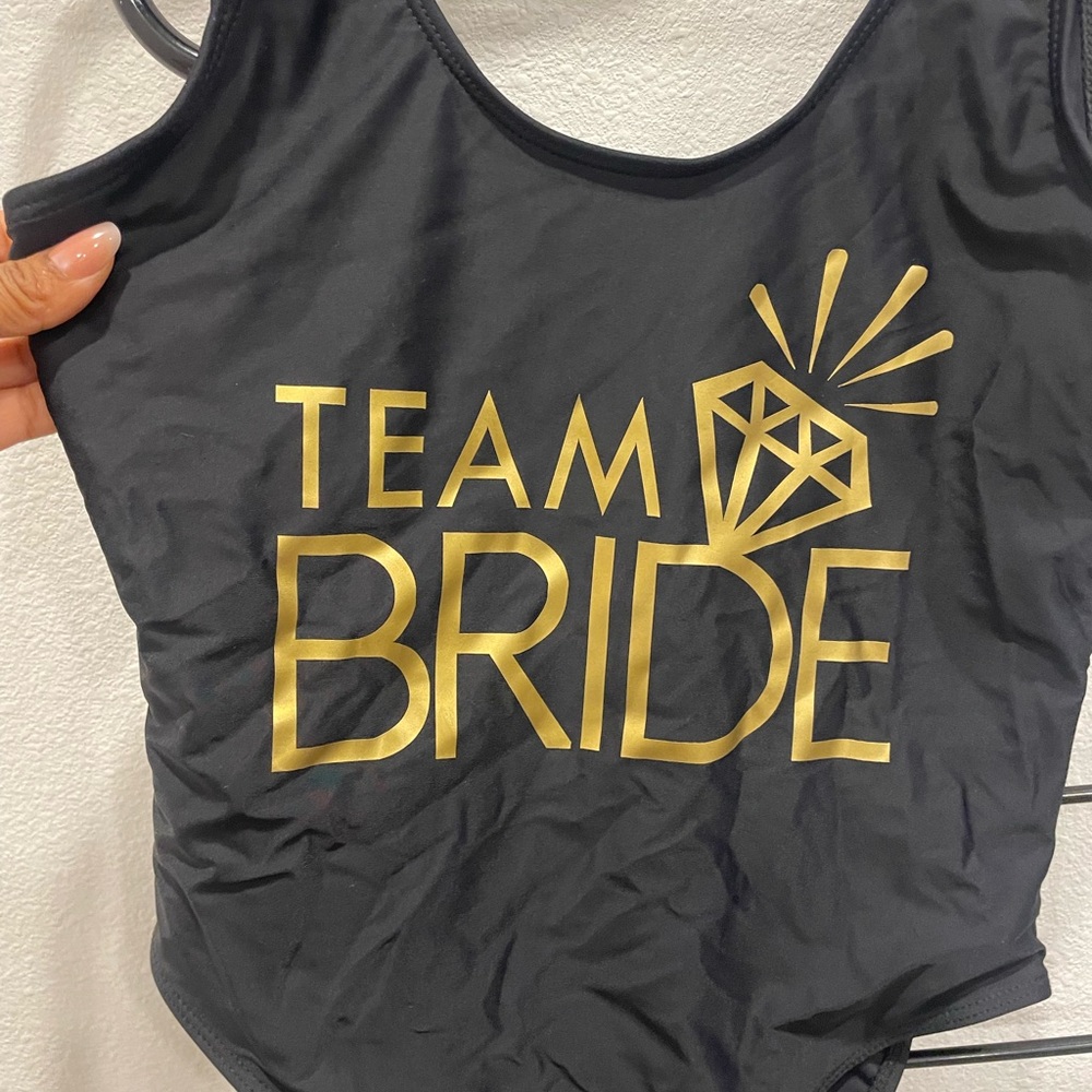 Team Bride Black One Piece Swimsuit